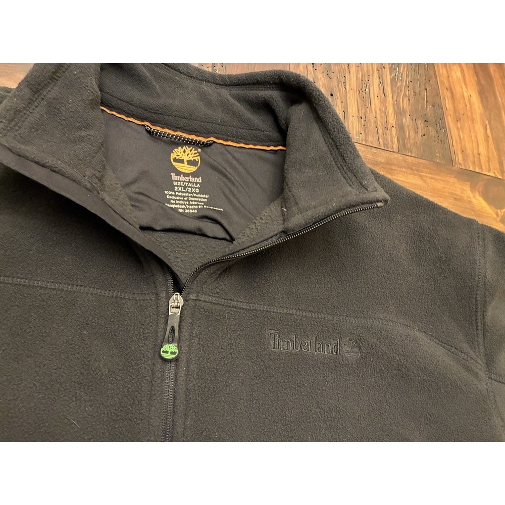 Black Timberland 3/4 Zip Pullover Sweater Men XXL Outdoor Fleece Streetwear Fall - Picture 2 of 2
